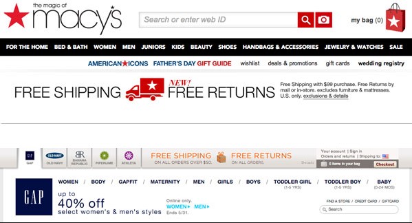 Macy's store offering free shipping for ecommerce conversion