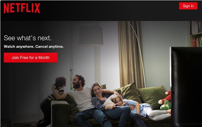 Attractive CTA button on the Netflix site